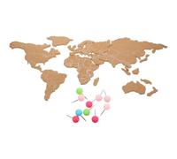 LALAFINA Arte Mural Con Mapas Del Mundo, Mapa Del Mundo De Tablero De Corcho Adhesivo, 27.55X15.74 Pulgadas, Decoración De Pared Para Estudio Y Hogar, Con Accesorio De Color Aleatorio