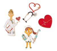 LALAFINA Broches Creativos en Forma de de Oro Real Juego de 4 Decorativos, Fáciles de Sujetar para Enfermeras y para Bodas y Celebraciones