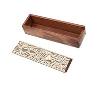 LALAFINA Caja De Papelería Oblonga De Madera para Estudiantes, Color Natural, Diseño Hueco Bordes Calados, Compacta y Portátil para Material Escolar y Oficina, Uso Diario y Viaje, Estuche Multiusos