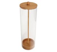 LALAFINA Caja Elegante de Acrílico con Tapa de Madera Dispensador de Organizador Multipropósito para Pajillas Reutilizables para Cafeterías y Gabinetes de Cocina