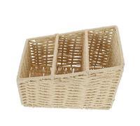 LALAFINA Caja Organizadora Soporte Plano de Cuerda de Papel 3 Compartimentos Beige para Almacenamiento Sencillo y Natural para Escritorio y Dormitorio