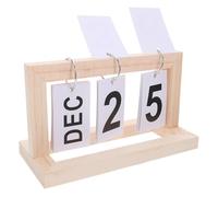 LALAFINA Calendario Perpetuo de Madera Rústica para Escritorio Diseño Abatible Diario con Números Grandes Calendario Sobremesa Vintage para Oficina y Hogar Organizado