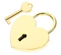 LALAFINA Candado con Llave en Aleación de Zinc con Forma de Corazón Dorado, Pequeño para Mochilas y Taquillas, Adecuado para Proteger Objetos y Uso Diario