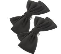 LALAFINA Clips para Zapatos de Novia Accesorios Elegantes Lazo Negro, Hebillas Reutilizables de Tejido para Tacones en Compromiso o San Valentín