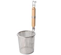 LALAFINA Colador de Acero Inoxidable con Mango de Madera Cesta Profunda de Malla Fina para Pasta Albóndigas y Fideos Utensilio de Cocina Seguro y Resistente Gancho para Colgar