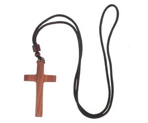 LALAFINA Collar Colgante de Cruz de Madera de Sándalo Vintage, Joyas Cristianas Unisex, Colgante Ligero E Hipoalergénico para Uso Diario y Celebraciones Religiosas