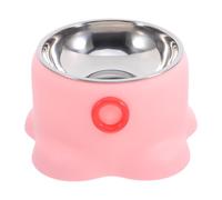 LALAFINA Comedero para Gatos con Forma de Pulpo Antiderrames, Cuenco de Acero Inoxidable 1 Unidad, Color Rosa Melocotón, Antideslizante, Adecuado para Alimentación en Interiores