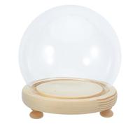 LALAFINA Cubierta Protectora de Flores y Plantas Cúpula de Cristal Transparente y Base de Madera, Luz Integrada para Decoración de Hogar y Micropaisajes de 13X13 CM
