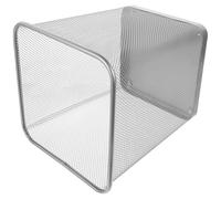 LALAFINA Cubo de Basura Metálico Cuadrado Pequeño Plateado Estructura de Malla Ventilada para Oficina y Hogar, Papelera de Alambre Resistente Adecuado para Dormitorio y Reciclaje