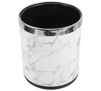 LALAFINA Cubo Marmoleado Tapa para sin de y Oficina Baño Capacidad 10l, Diseño Industrial Base Sólida y Estilo en Plástico Blanco