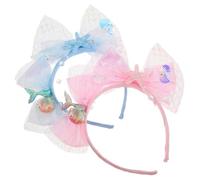 LALAFINA Diadema de Sirena para Niñas Purpurina, 2piezas en Rosa y Azul, Accesorios para Fiesta al Aire Libre, Diseño Princesa y Material Plástico y Tela