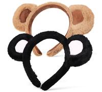 LALAFINA Diademas de Oso de Felpa para Adultos 2 Piezas Orejas Tridimensionales, Accesorios para Disfraz en Fiestas de Halloween y Navidad