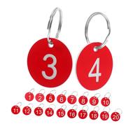 LALAFINA Etiquetas con Fácil Identificación y Mantenimiento de Plástico Rojo Numeradas Diseño Redondo para Llaves y Equipaje Adecuado para Uso Profesional y Restaurantes Exclusivos