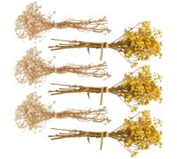 LALAFINA Flores Secas Paniculata Aliento de Ñiño 6 Piezas Ramo Mini 12 Cm Amarillo y Blanco Hueso Decoración Floral Boda Hogar DIY Adorno Centro de Flores Artificiales