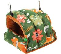 LALAFINA Hamaca para Pájaros de Algodón Tamaño S Color Verde Bosque, Nido Colgante Cálido para Loros y Periquitos, Cama de Invierno para Jaulas, Nido Transpirable y Confortable