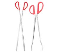 LALAFINA Herramienta para Atrapar Serpientes, Pinzas Tijera 2 Piezas | Mango Largo Rojo, Diseño Antideslizante y Portátil, para Reptiles Pequeños, Limpieza y Grill