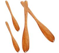 LALAFINA Juego de 4 Cuchillos de Mantequilla de Madera para Untar Crema y Cortar Queso Superficie Lisa, Ideales para Restaurantes y Tiendas de Postres