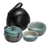 LALAFINA Juego de Té Elegante y Práctico Portátil con Tetera y Taza de Cerámica Estilo Japonés para Viaje Individual para Apasionados del Té
