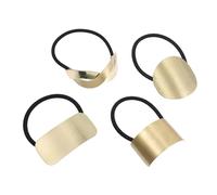 LALAFINA Lazos de Metal Cabello 4 Piezas Set Elásticos para Mujeres Colores Dorado Formas Cruzada, Media Luna, Redonda y Rectangular, Sujetadores Resistentes para Uso Diario y Deportivo