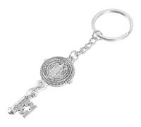 LALAFINA Llavero Colgante Forma Llave Color Antiguo, Metal Duradero, Accesorio Decorativo para Bolso y Llaves, Charm Religioso San Benito Adecuado para Obsequio y Uso Diario