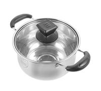 LALAFINA Olla con Doble Asa y Tapa de Vidrio Resistente al Calor de Acero Inoxidable de Sopa para Cocina Casera y Profesional