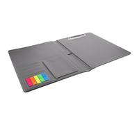 LALAFINA Organizador de Documentos Profesional PU Gris Plata Carpeta de Negocios Tamaño Estándar Soporte para Hojas Sueltas Portafolio Multiusos para Oficina y Entrevistas 1 Unidad