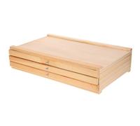 LALAFINA Organizador de Escritorio de Madera 3 Cajones Caja Porta Pinceles y Bolígrafos Multiusos para Artistas y Estudiantes Almacenamiento Práctico para Herramientas de Dibujo