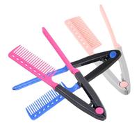 LALAFINA Peine Alisador de Cabello Plegable en Forma de V, Set de 3 Unidades en Rosa, Azul y Fucsia, Plástico Duradero, para Peluquería Profesional y Uso Doméstico, Herramienta para Alisar