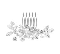 LALAFINA Peine Lateral Ajuste Seguro Accesorio para Boda Cristales de Imitación y Diseño Elegante y Estilo Minimalista en Color Plata para Novia
