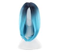 LALAFINA Peluca De Pelo Liso Bob Sintética Colorida Para Cosplay Ideal Para Niñas Y Mujeres Para Fiestas Diarias (Azul Degradado).