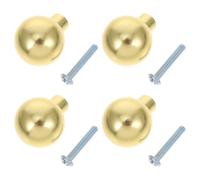 LALAFINA Pomos Metálicos Dorados para Armarios y Cajones de Cocina, 4 Tiradores Redondos para Muebles, Herrajes Funcionales para Baño y Dormitorio