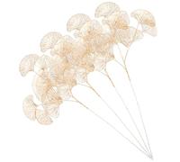 LALAFINA Ramas y Hojas de Ginkgo Artificiales Doradas 4 Piezas Tacto Realista Tallos de Hierro y PP Resistentes Decoración para Bodas Fiestas y Hogar Adornos Naturales sin