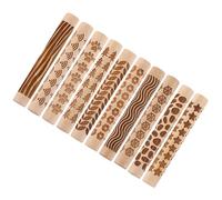 LALAFINA Rodillos de Madera Resistentes a Deformación para Arcilla Juego de 10 Variedad de Diseños Texturizados para Modelado de Cerámica en Manualidades