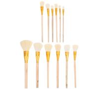 LALAFINA Set de 12 Pinceles de Lana Mango de Madera para Pintura Cerámica y Arte, Material Sintético, Prácticos para Lettering y Dibujo