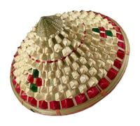 LALAFINA Sombrero Transpirable Tejido de Ala Ancha, Diseño Vintage Chino Elaboración para Fiestas y Actividades al Aire Libre