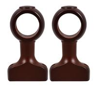 LALAFINA Soportes para Barras de Cortina de Madera 35 CM en Color Café Oscuro Soporte de Base, Montaje en Pared y Techo, Ideales para Cocina y Sala, Pack de 2 Unidades