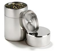 lalago 1 Pieza Lata para Té de Acero Inoxidable 400ml, Lata Redonda Hermética para Café con Doble Tapa Plata a Granel, Pequeños Recipientes de Cocina para Té, Café, Cacao, Azúcar y Especias