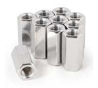 LALAGO 10 Piezas M12 x 40mm Tuercas de Unión Largas de Acero Inoxidable VA V2A A2, Tuerca para Atornillar Manguitos de Unión Hexagonales, Tornillos de Tuerca Cruzados Manguitos Roscados