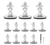lalago 12 Patas para Muebles Ajustables, Patas de Mesa de Metal M10×30 mm, Patas de Mesa Ajustables en Altura, Patas para Muebles con Tornillo de Ajuste para Las Patas de los Muebles