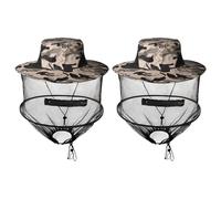 LALAGO 2 Pcs Mosquitera para Sombrero, Head Net Safari Hat para Hombres y Mujeres, Apicultor Anti-Mosquito del Insecto Sombrero, Antimosquito Insectos de Abeja Insectos Gorro con Máscara (Camuflaje)