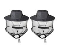 LALAGO 2 Pcs Mosquitera para Sombrero, Head Net Safari Hat para Hombres y Mujeres, Apicultor Anti-Mosquito del Insecto Sombrero, Antimosquito Insectos de Abeja Insectos Gorro con Máscara (Gris)