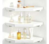 lalago 3 Unidades Estantería de Esquina Colgante de Madera 28,5 cm, Estantería Esquinera Colgante Blanco Maciza con Extremos Redondos de Pared para Cocina, Baño, Dormitorio, Salón y Oficina