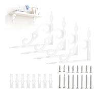 LALAGO 4 Piezas Escuadras para Estanterias, 14cm-Blanco-Vintage Soporte Estanteria Pared, Soportes para Estantes en Forma de L, Palomilla para Estanterías de Pared, Escuadra Metálica para Baldas