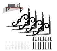 LALAGO 4 Piezas Escuadras para Estanterias, 19cm-Negro-Vintage Soporte Estanteria Pared, Soportes para Estantes en Forma de L, Palomilla para Estanterías de Pared, Escuadra Metálica para Baldas