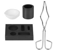 LALAGO 4 Piezas Kit de Fusión de Grafito, Juego de Crisol Joyeria, Pinzas de Crisol, Grafito, Cilíndrico, Fusión de Grafito Cuadrado y Cuarzo para Platino, Oro, Plata, Latón y Aleaciones