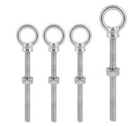 LALAGO 4 Piezas Tornillo de Anillo M10 x 120mm de 304 Acero Inoxidable, Perno de Ojo, Perno de Anillos de Elevación, Cáncamos Argollas Largos con Rosca para Fijación y Suspensión