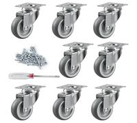 LALAGO 8 piezas de ruedas giratorias, 50 mm de muebles de ruedas de muebles con placa giratoria, 360 ° ruedas para muebles, ruedas giratorias pequeñas para los armarios de muebles de palets