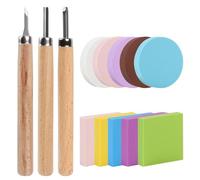 LALAGO Bloque de Carving para Sellos de Goma con Cinceles de Tallado, Herramientas para Impresión en Bloque para Principiantes, Bloques de Carving para Sellos de Goma (A)