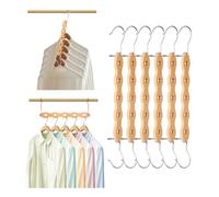 LALAGO Perchas Ahorra Espacio, 6 pcs Ahorra Espacio Perchas Mágicas, Ganchos de Madera Multifuncionales, Múltiples Ropa Armario, Antideslizantes Organizador de Perchas, Percha Vertical y Horizontal