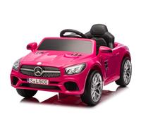 LALAHO Coche Eléctrico Mercedes-Benz SL500 12V(Fucsia) | Doble motor 390*2, 3-5 km/h, bat. 4.5Ah, LED, mando a distancia, músic Bluetooth, seguro, 3-5 años